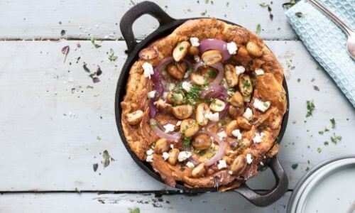 Goat’s Cheese And Mushroom Dutch Baby